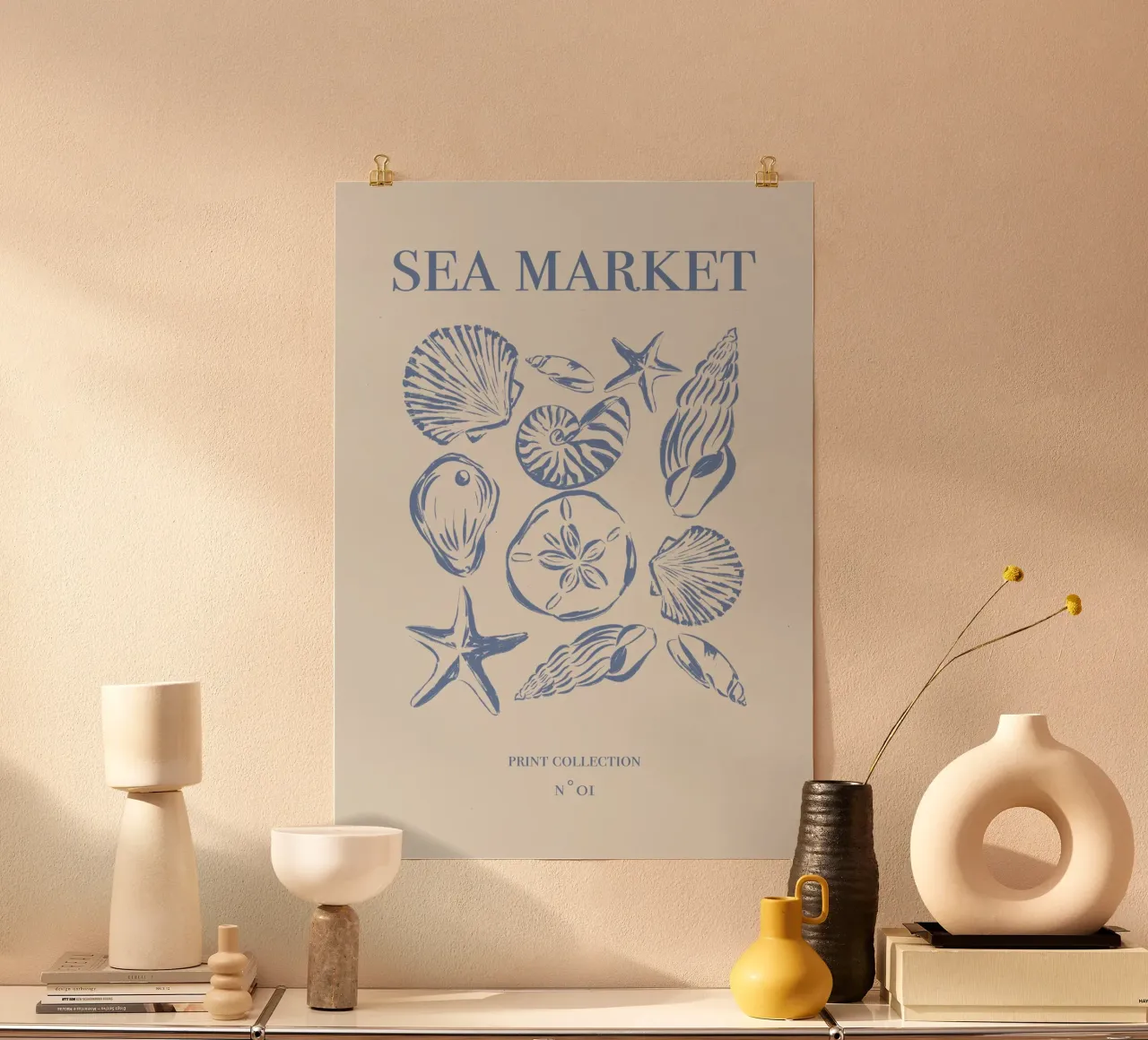 Mercato del mare n°1 blu poster con telaio in alluminio da Sixmai