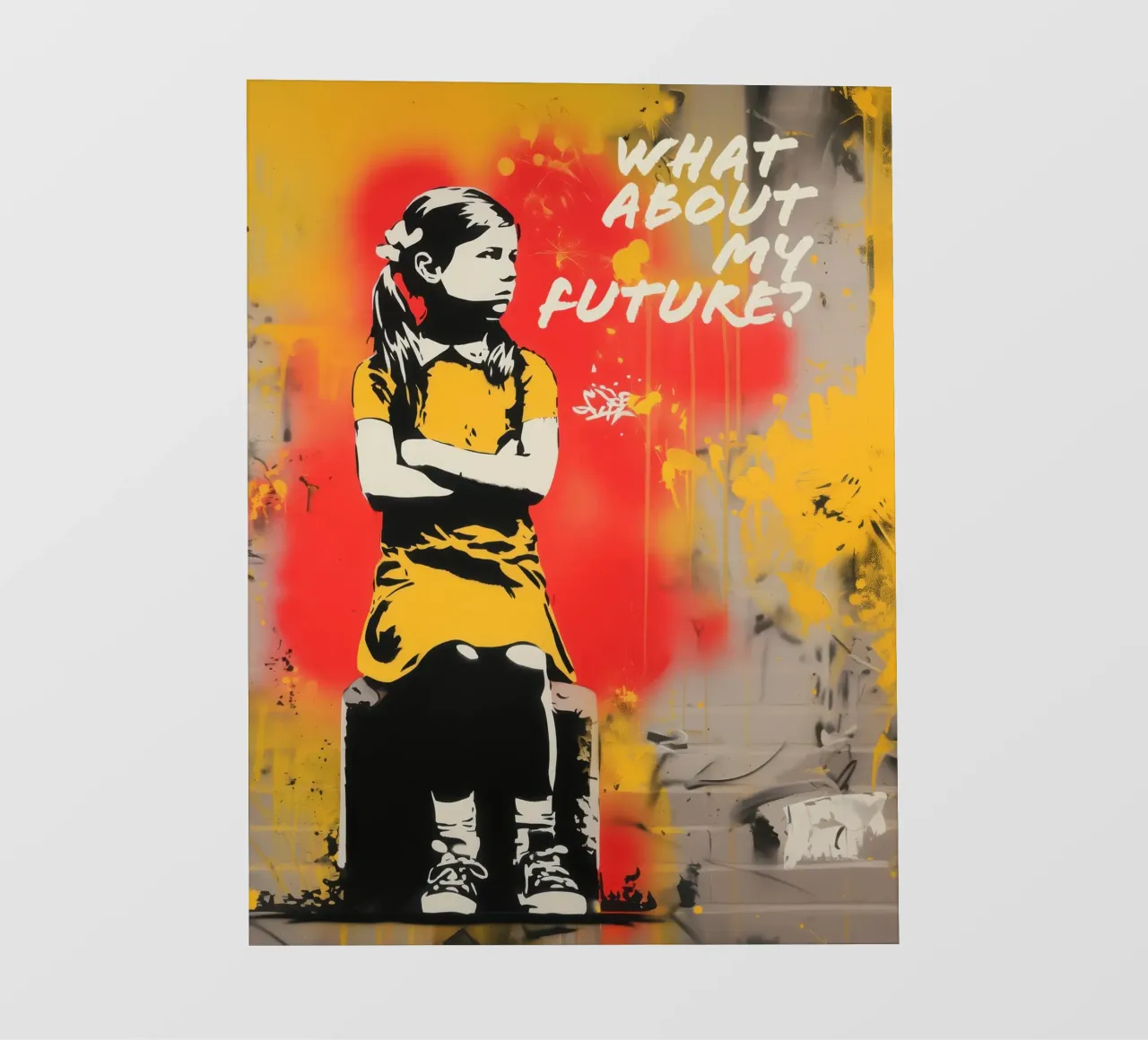 What about my Future? Banksy Style Street Art Graffiti pellicola backlit da Autofocus