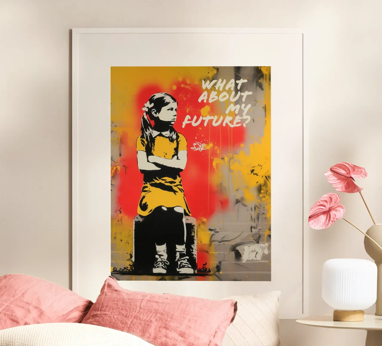 What about my Future? Banksy Style Street Art Graffiti poster de Autofocus