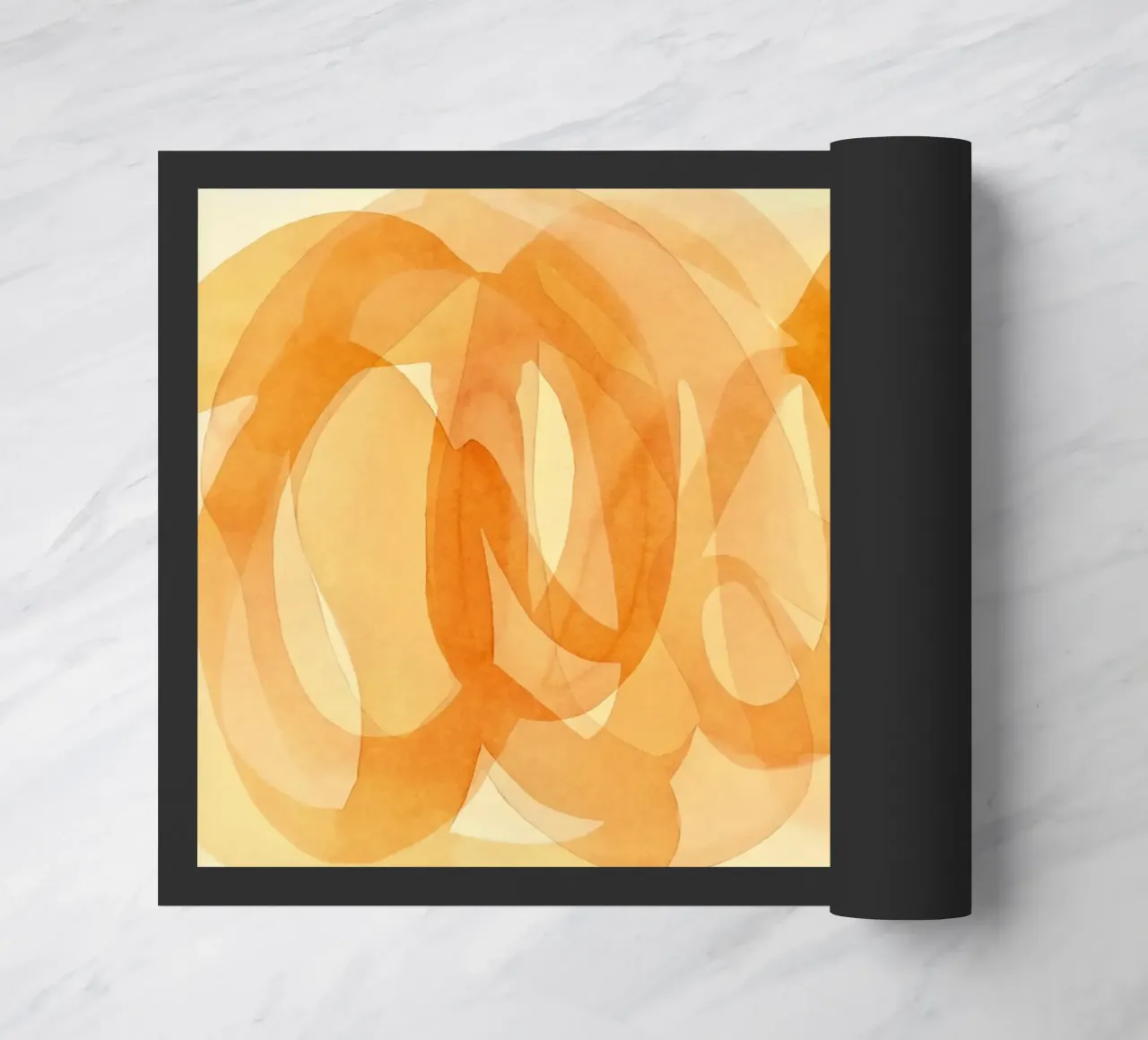 Tangerine Acquerello Pennellate Curve zerbino da Andrea Haase Modern Home