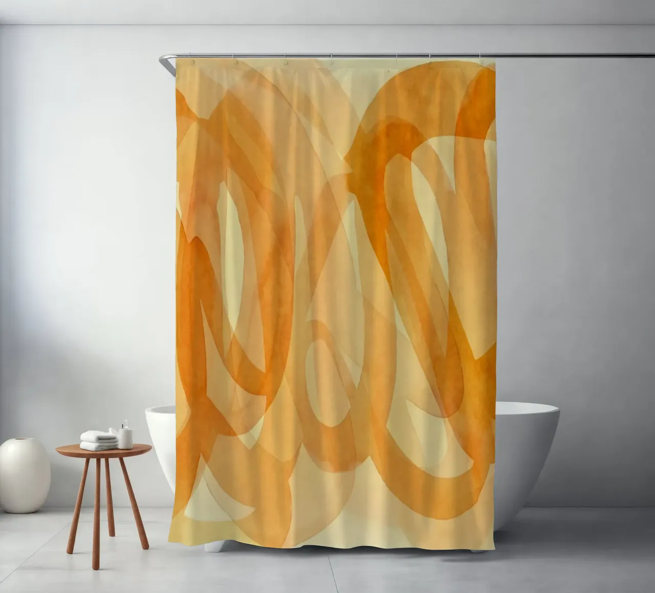 Tangerine Acquerello Pennellate Curve tenda da doccia da Andrea Haase Modern Home