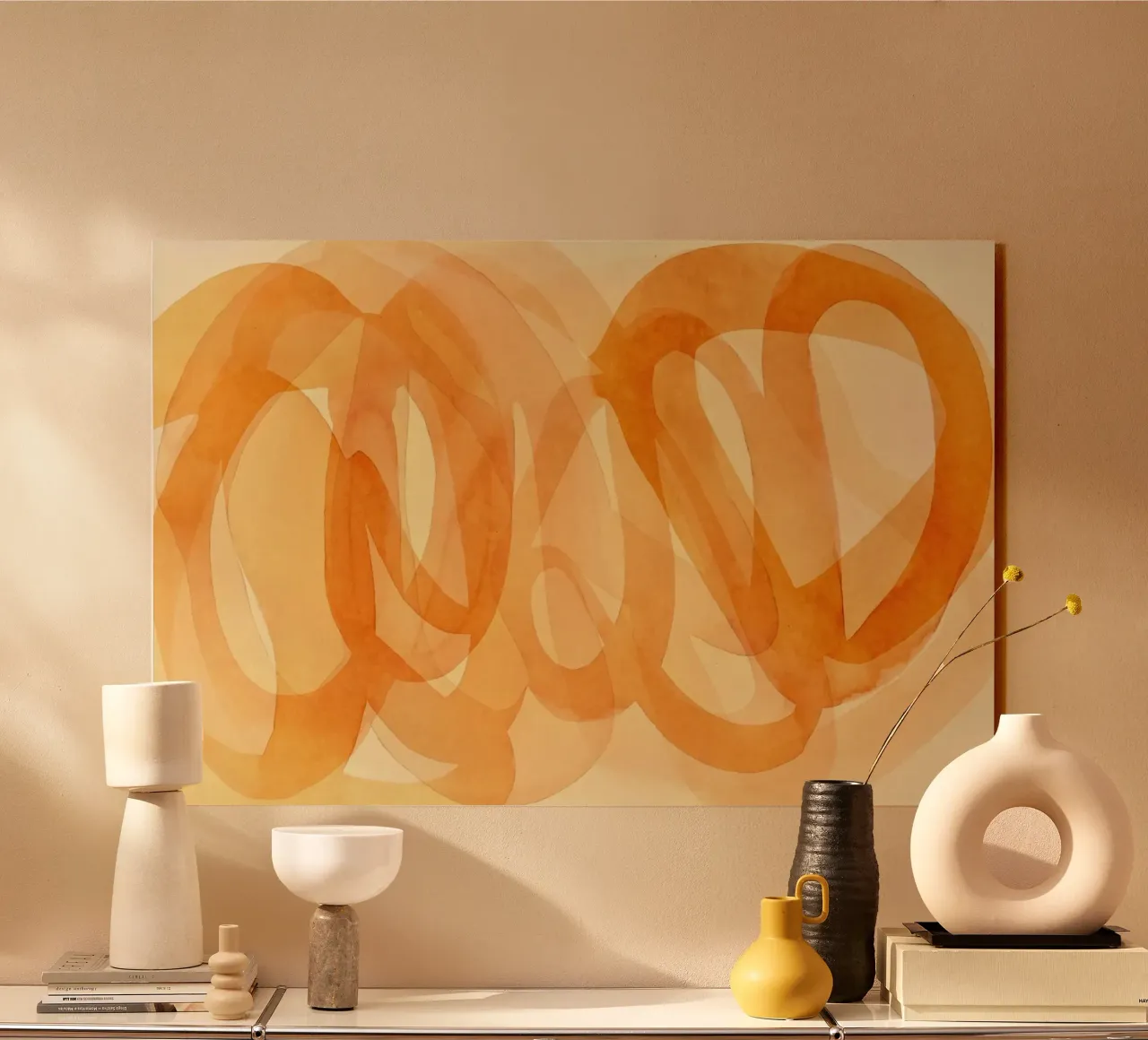 Tangerine Acquerello Pennellate Curve plexiglass da Andrea Haase Modern Home