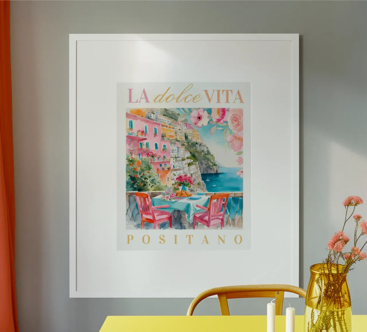 Italian retro art, La Dolce Vita, Colorful Wall Art carta hahnemühle da Bella Studio