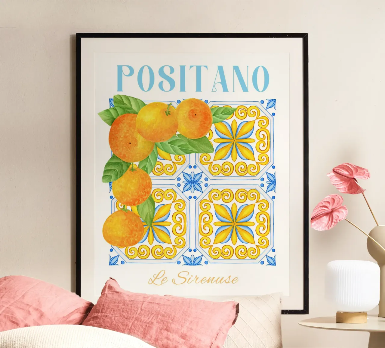 Positano Orange Poster, Italian Wall Art hahnemühle by Bella Studio