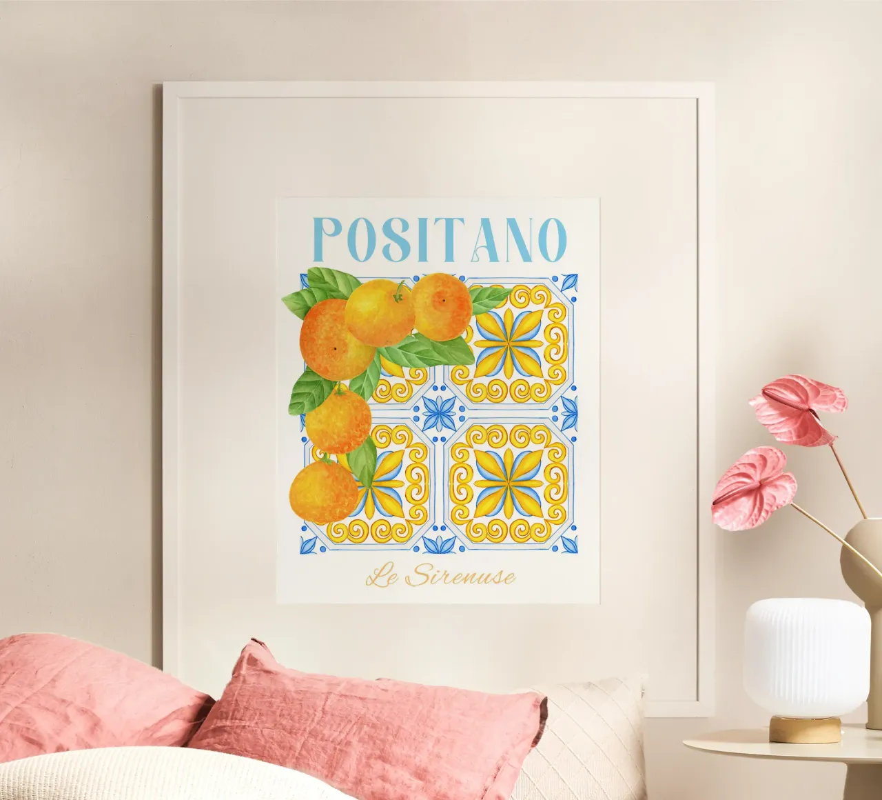 Positano Orange Poster, Italian Wall Art hahnemühle by Bella Studio
