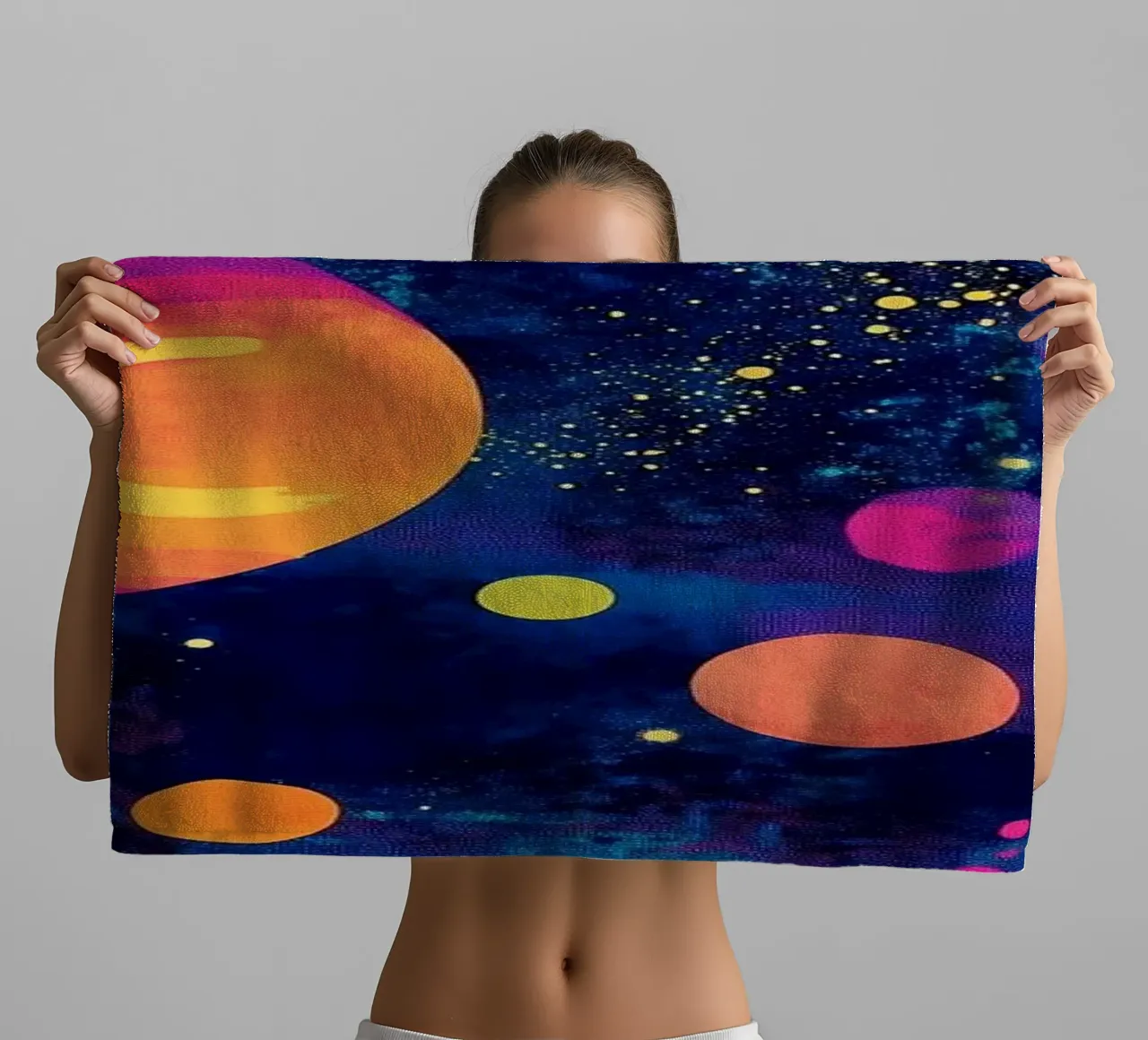 Cosmos space and planets 1 towel by Justyna Jaszke JBJart