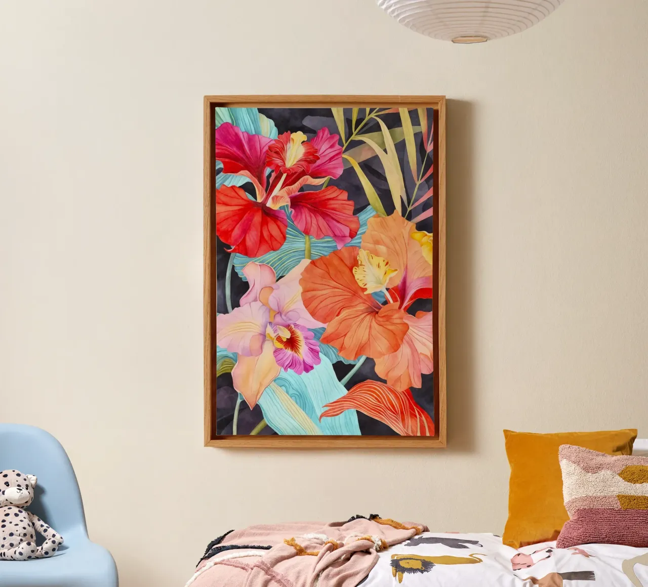 Arazzo tropicale Jungle Vibes tela con Cornice a cassetta da Andrea Haase Floral Passion