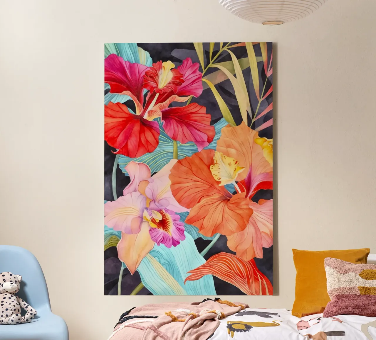 Arazzo tropicale Jungle Vibes tela con Cornice a cassetta da Andrea Haase Floral Passion
