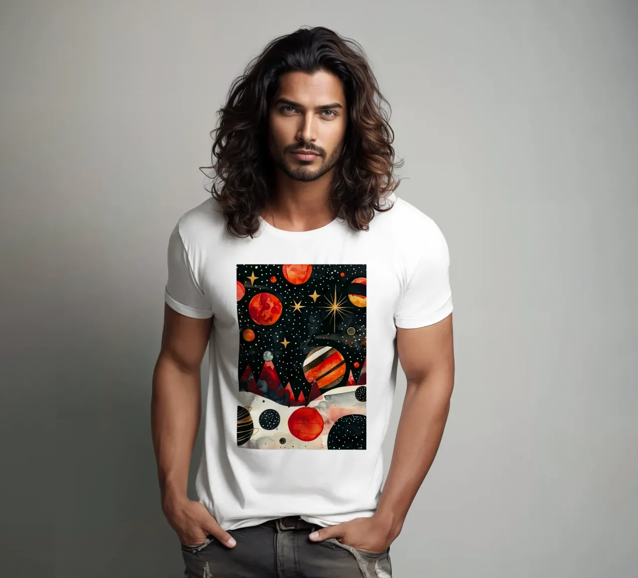 Cosmos space and planet 2 t-shirt by Justyna Jaszke JBJart
