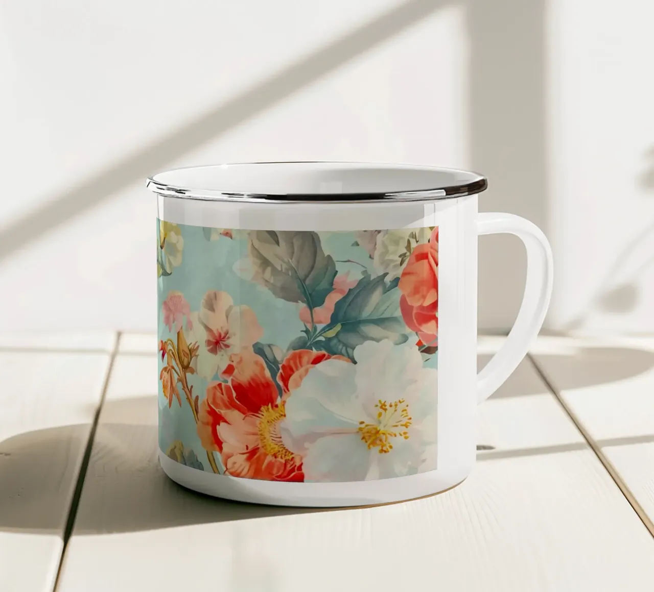 Fiori neo kitsch pastello retrò tazza in smalto da Andrea Haase Floral Passion