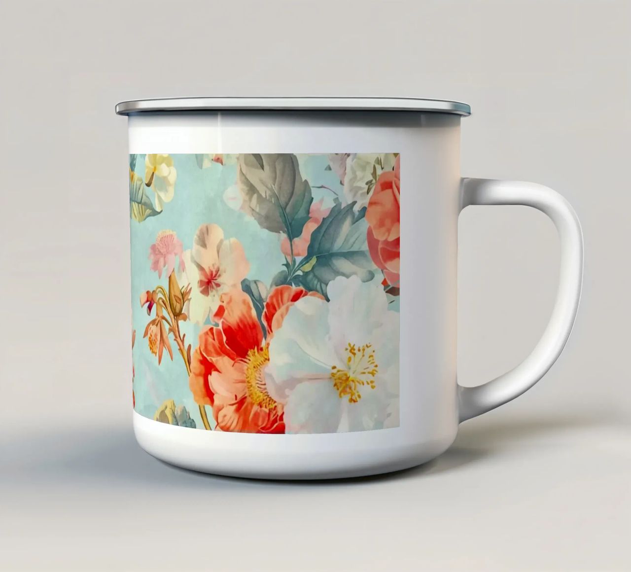 Fiori neo kitsch pastello retrò tazza in smalto da Andrea Haase Floral Passion