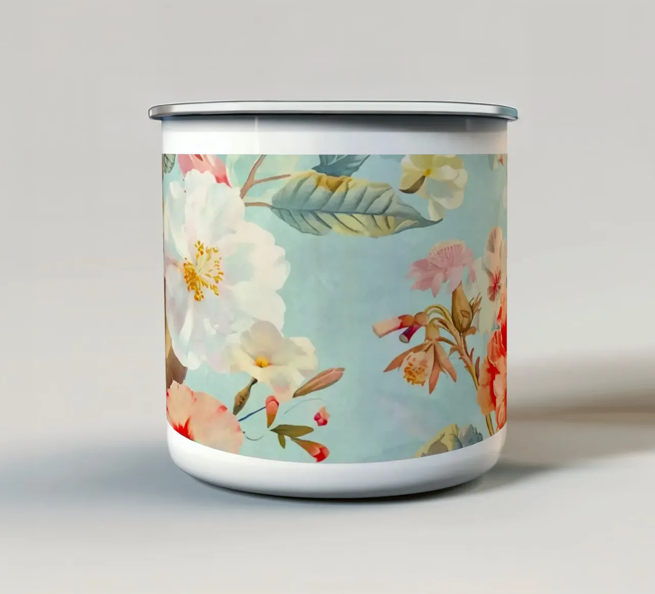 Fiori neo kitsch pastello retrò tazza in smalto da Andrea Haase Floral Passion