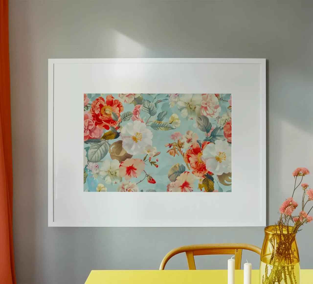 Fiori neo kitsch pastello retrò poster con telaio in alluminio da Andrea Haase Floral Passion