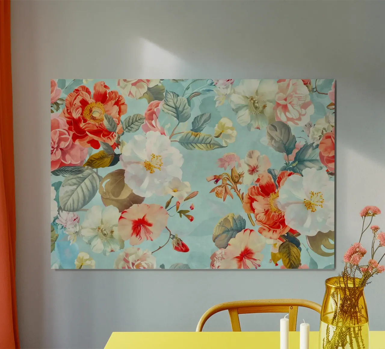 Fiori neo kitsch pastello retrò poster con telaio in alluminio da Andrea Haase Floral Passion