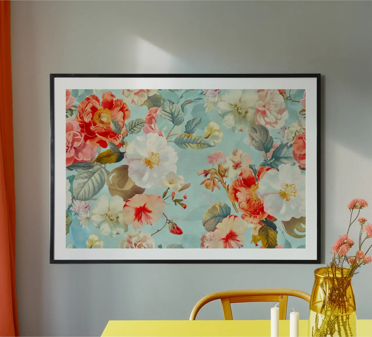 Fiori neo kitsch pastello retrò poster con telaio in alluminio da Andrea Haase Floral Passion