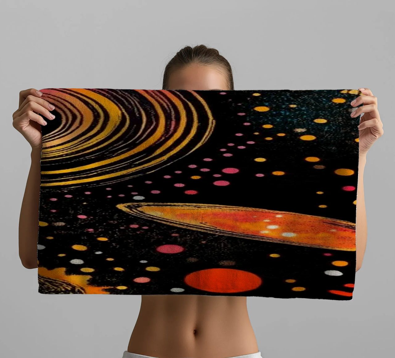 Cosmos space and planet 3 towel by Justyna Jaszke JBJart