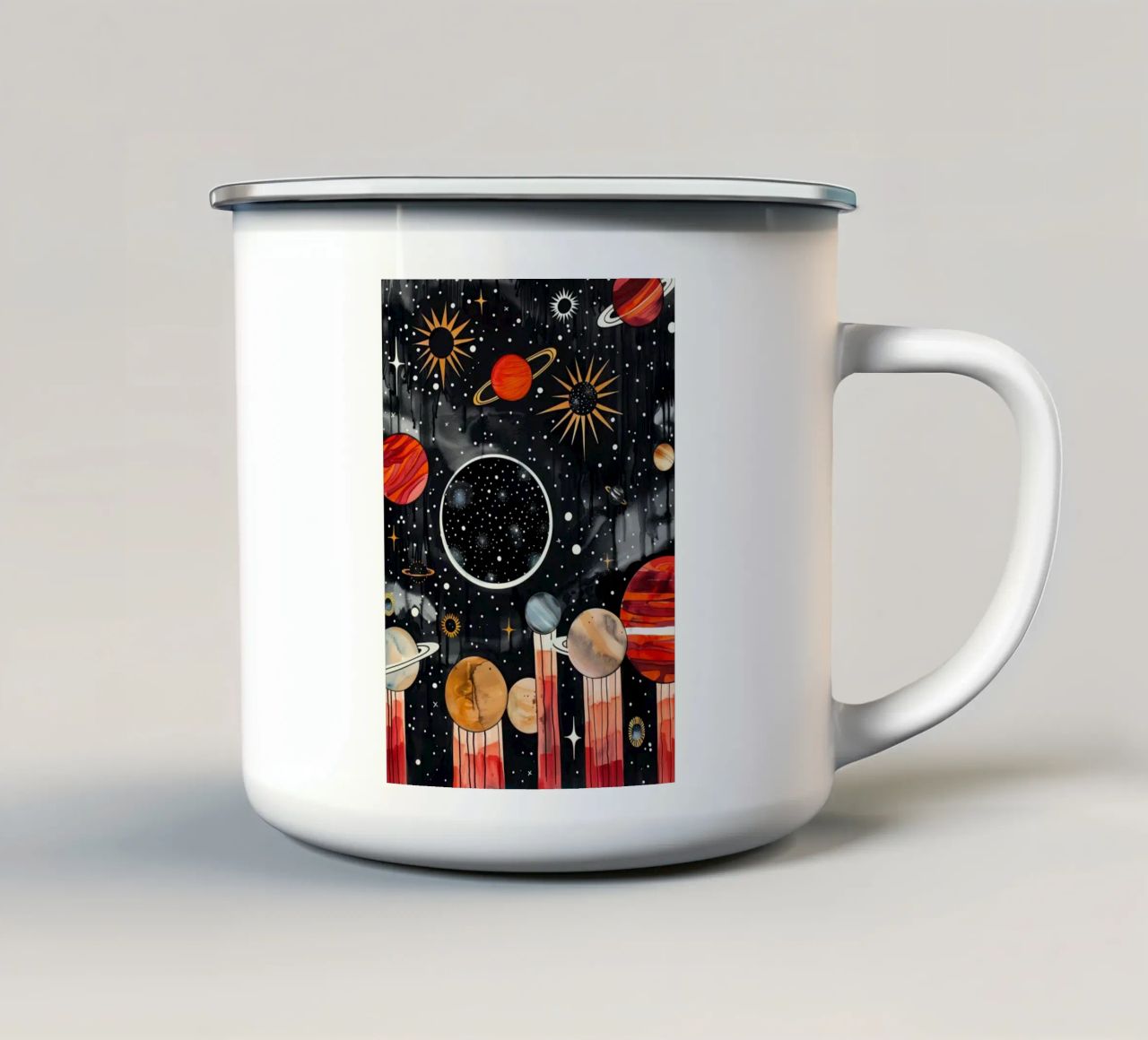 Cosmo spazio e pianeta 4 tazza in smalto da Justyna Jaszke JBJart