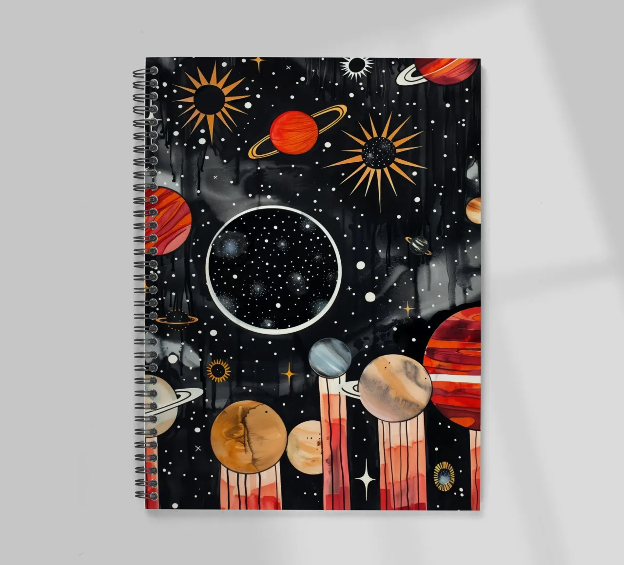 Cosmos space and planet 4 spiral notebook by Justyna Jaszke JBJart