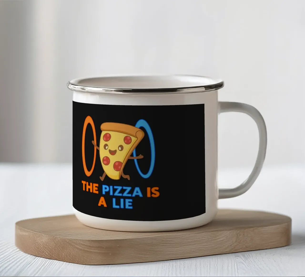 La pizza è una bugia tazza in smalto da Loobs