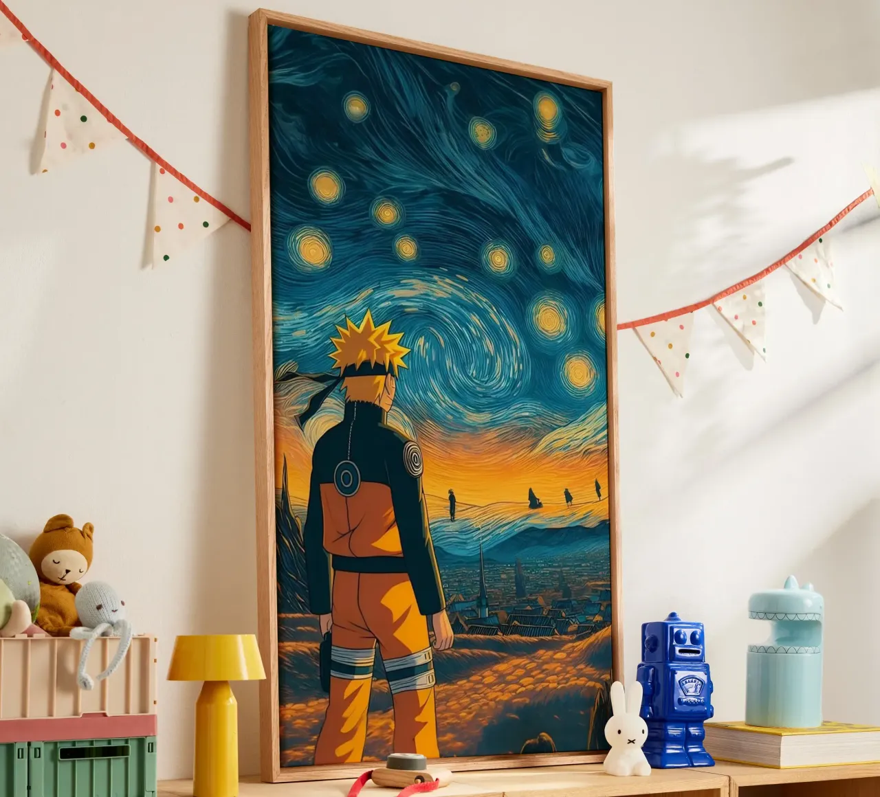 Ninja di notte tela con Cornice a cassetta da Waylons Studio
