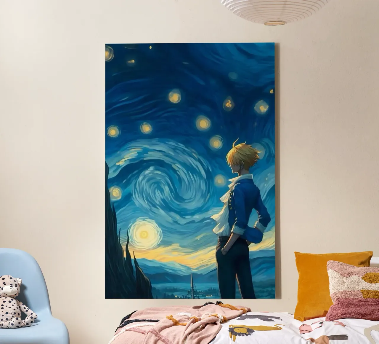 Sanji di notte tela con Cornice a cassetta da Waylons Studio