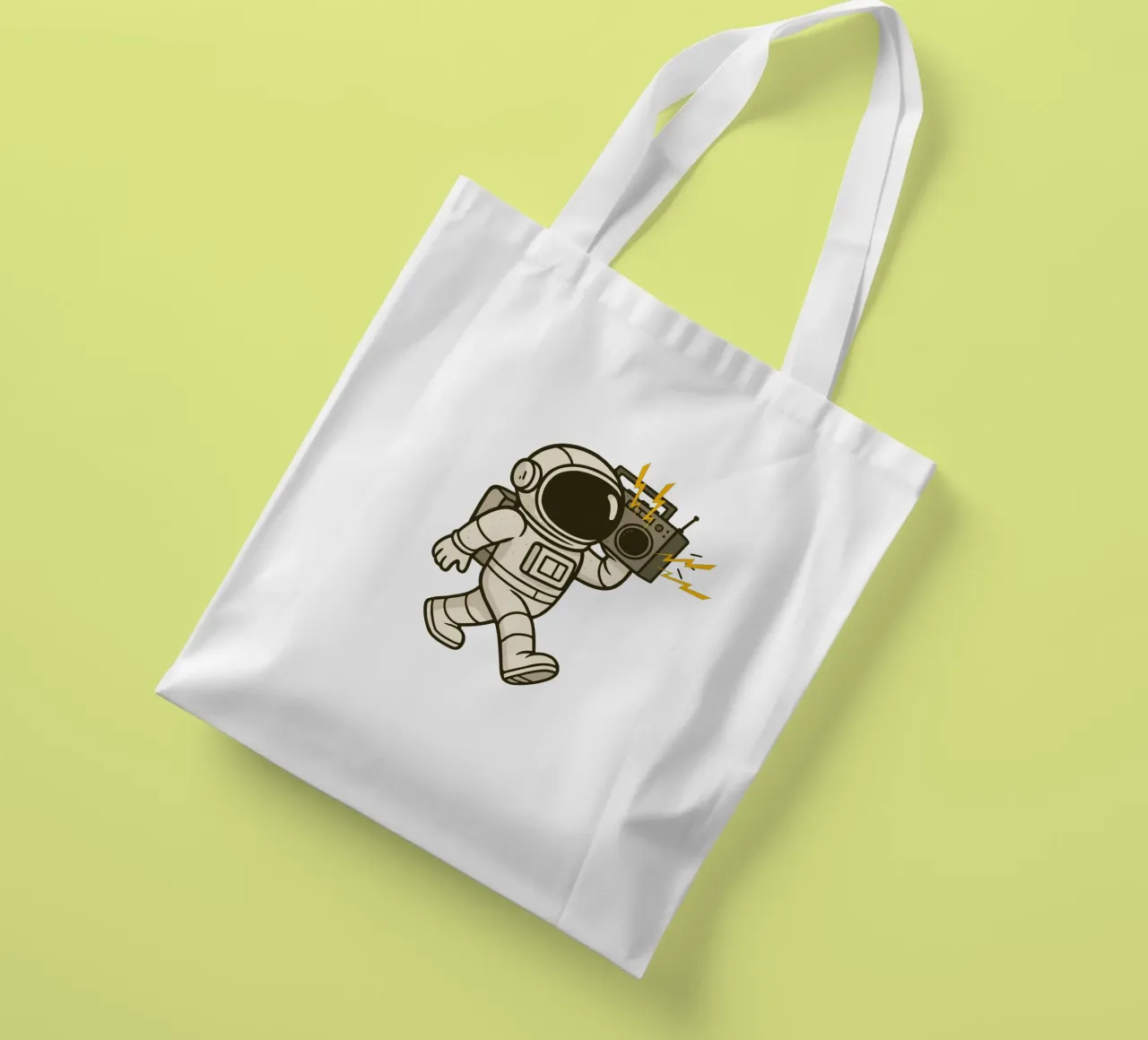 Astronaut with stereo borsa in juta da edsonramosart