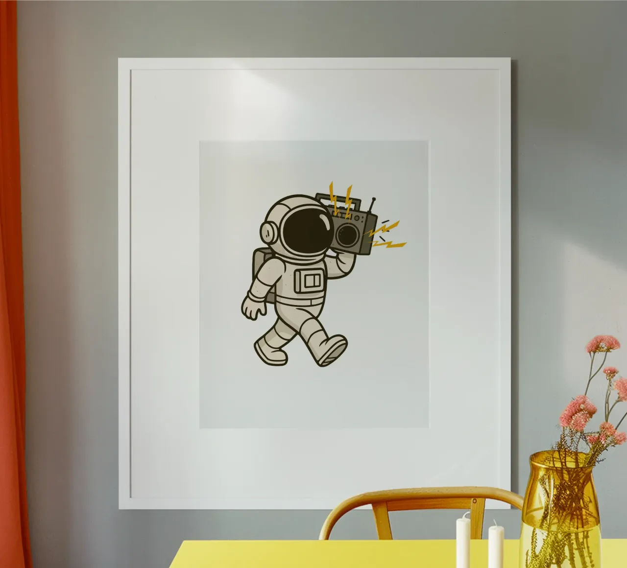 Astronaut with stereo carta hahnemühle da edsonramosart