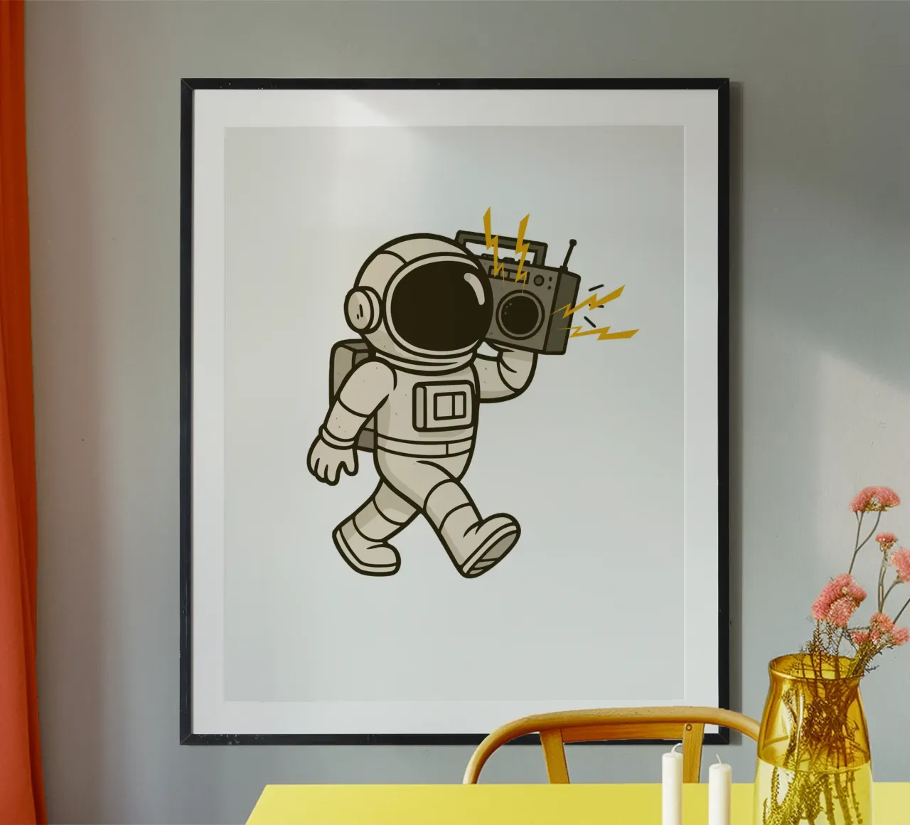 Astronaut with stereo carta hahnemühle da edsonramosart
