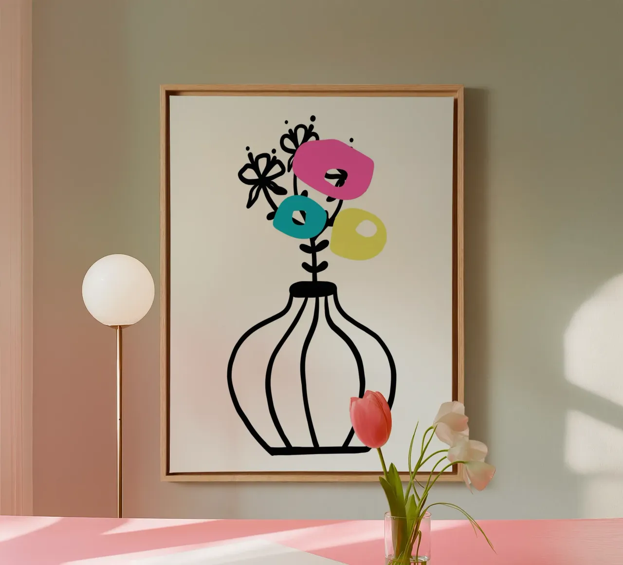 Vase and arrangement canvas met Baklijst van LisaArtes