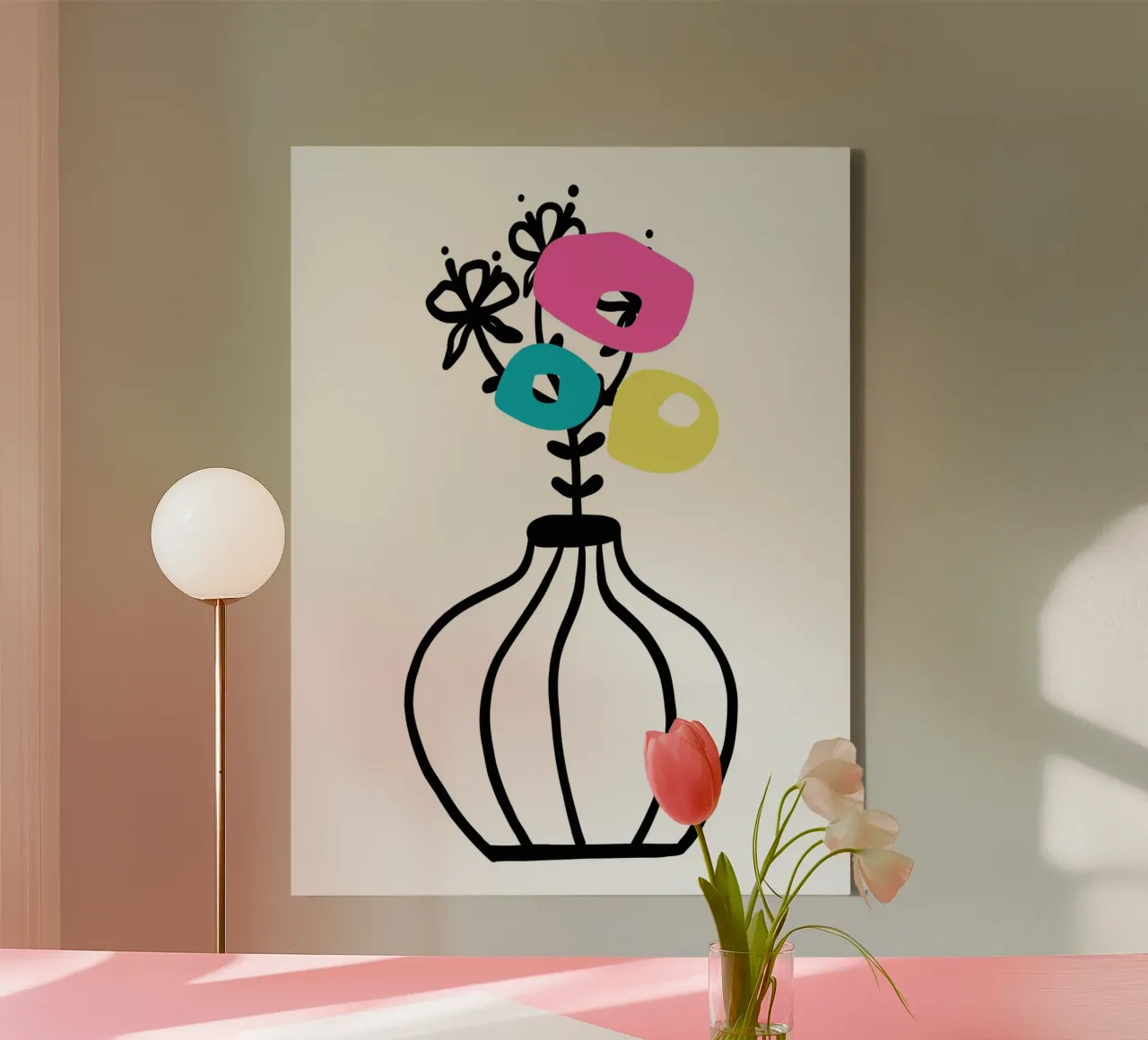 Vase and arrangement canvas met Baklijst van LisaArtes