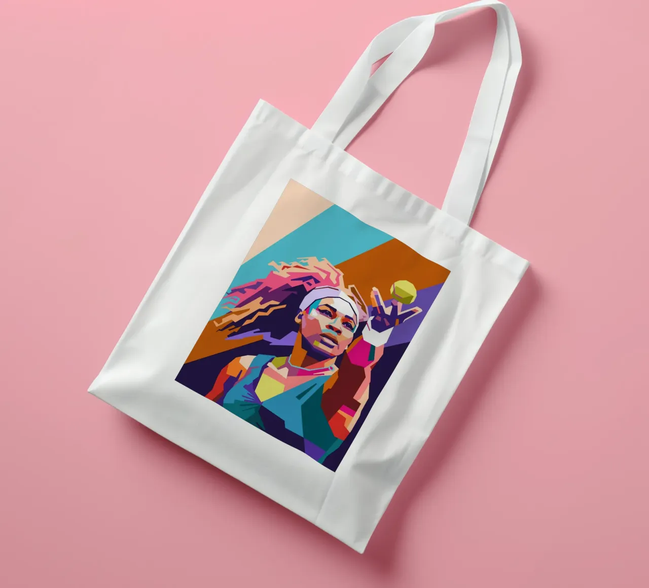 Serena Williams pop art borsa in juta da Hantamrata