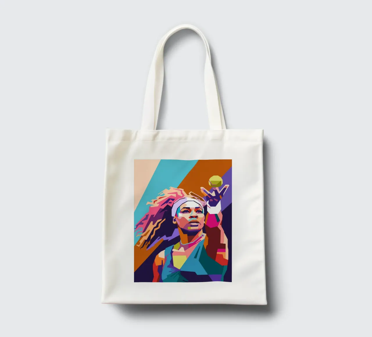 Serena Williams pop art borsa in juta da Hantamrata