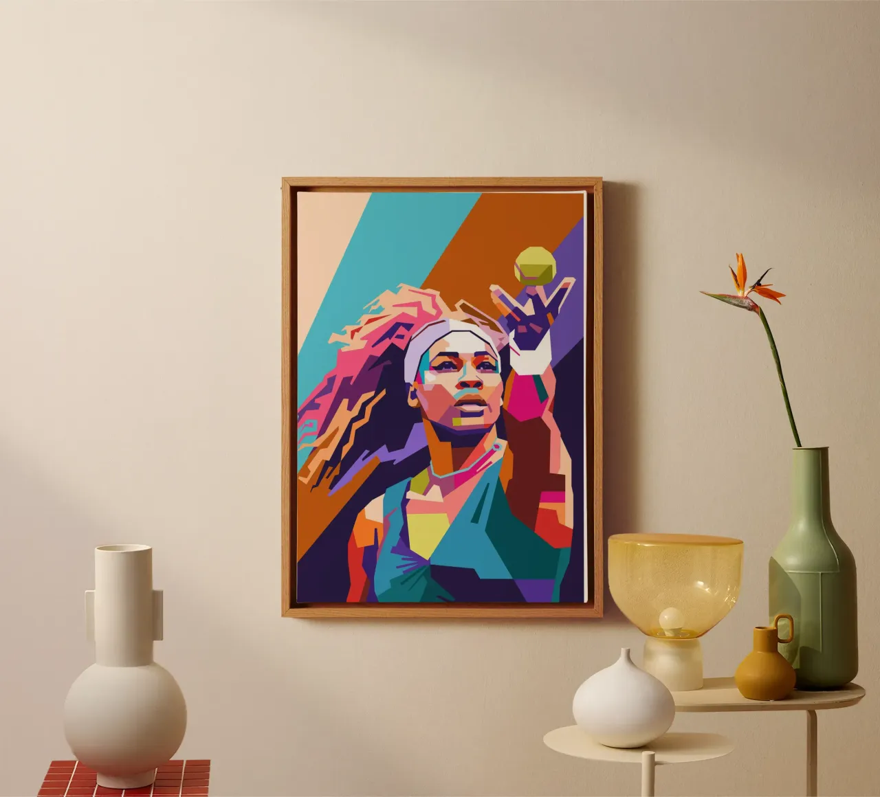 Serena Williams pop art tela con Cornice a cassetta da Hantamrata