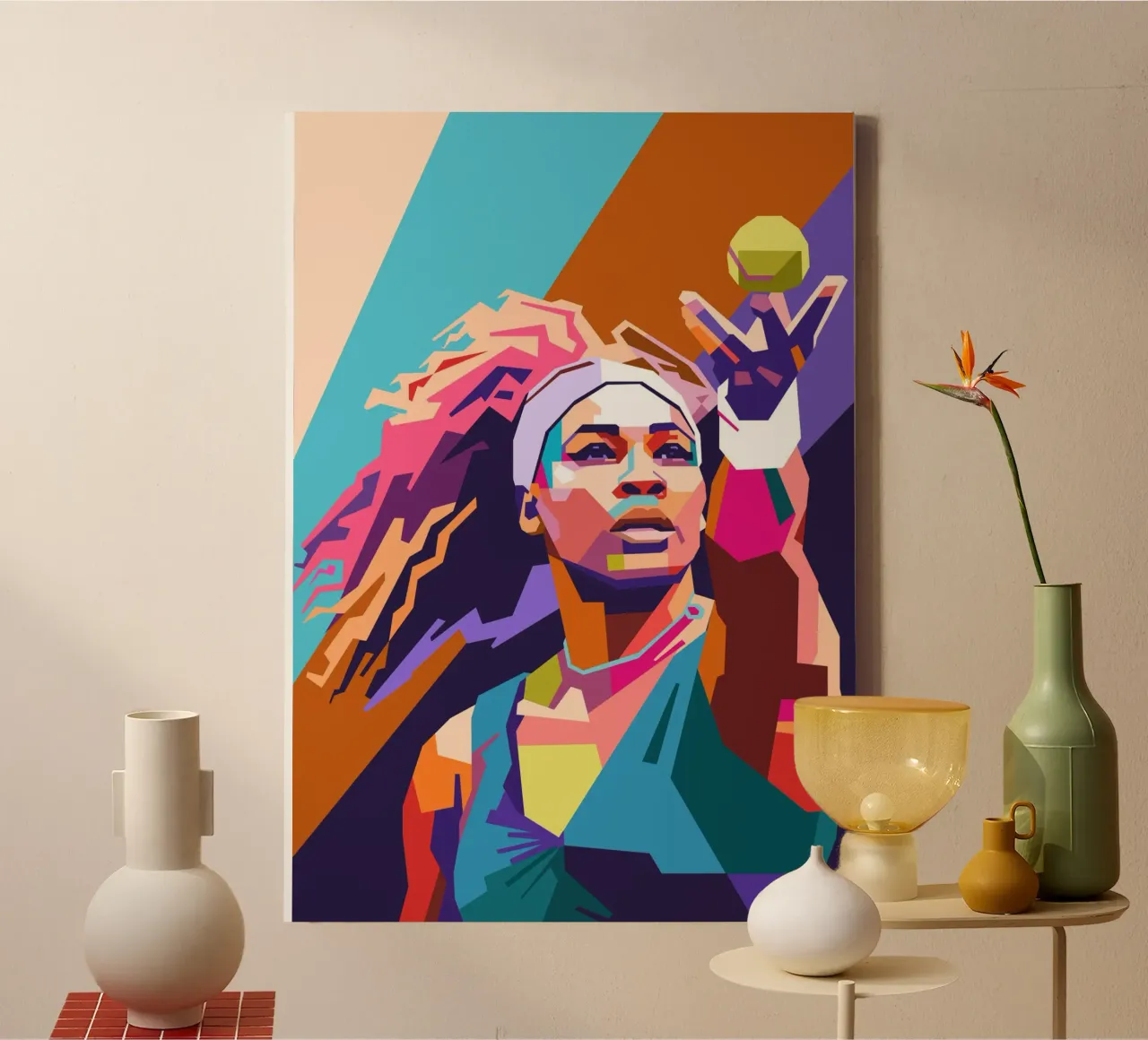 Serena Williams pop art tela con Cornice a cassetta da Hantamrata