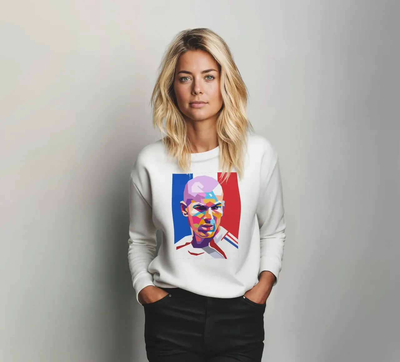 Ritratto pop art di Zinedine Zidane felpa da Hantamrata