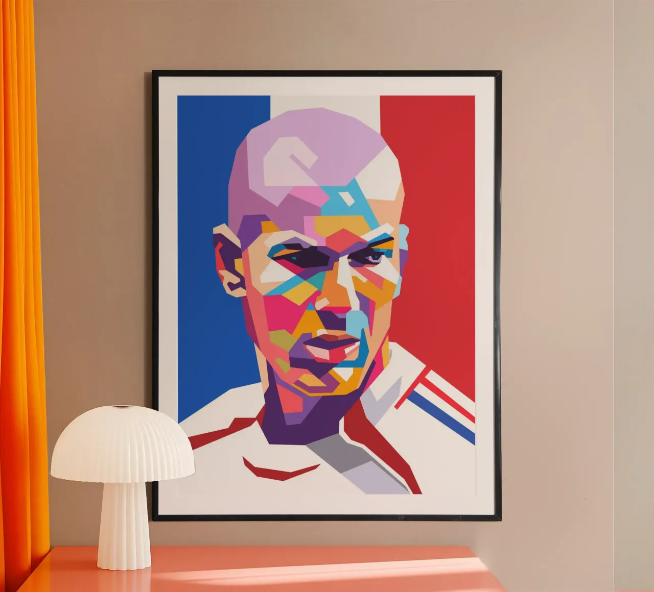 Ritratto pop art di Zinedine Zidane poster con telaio in plastica da Hantamrata