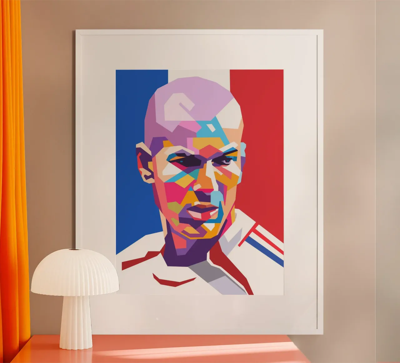 Ritratto pop art di Zinedine Zidane poster con telaio in plastica da Hantamrata