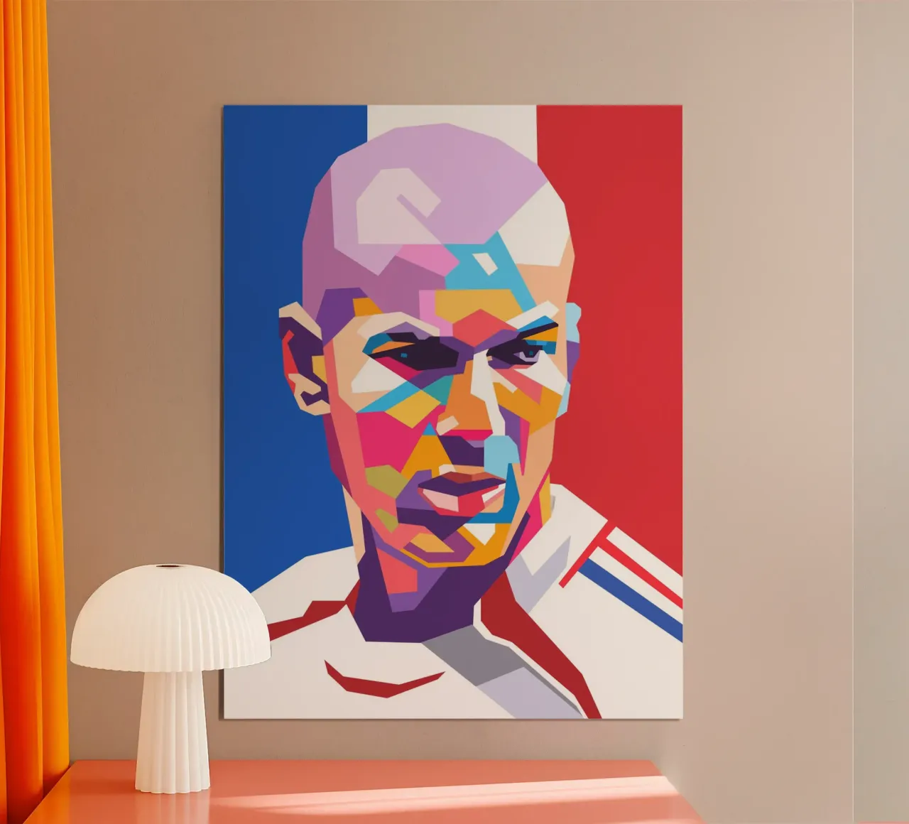 Ritratto pop art di Zinedine Zidane poster con telaio in plastica da Hantamrata