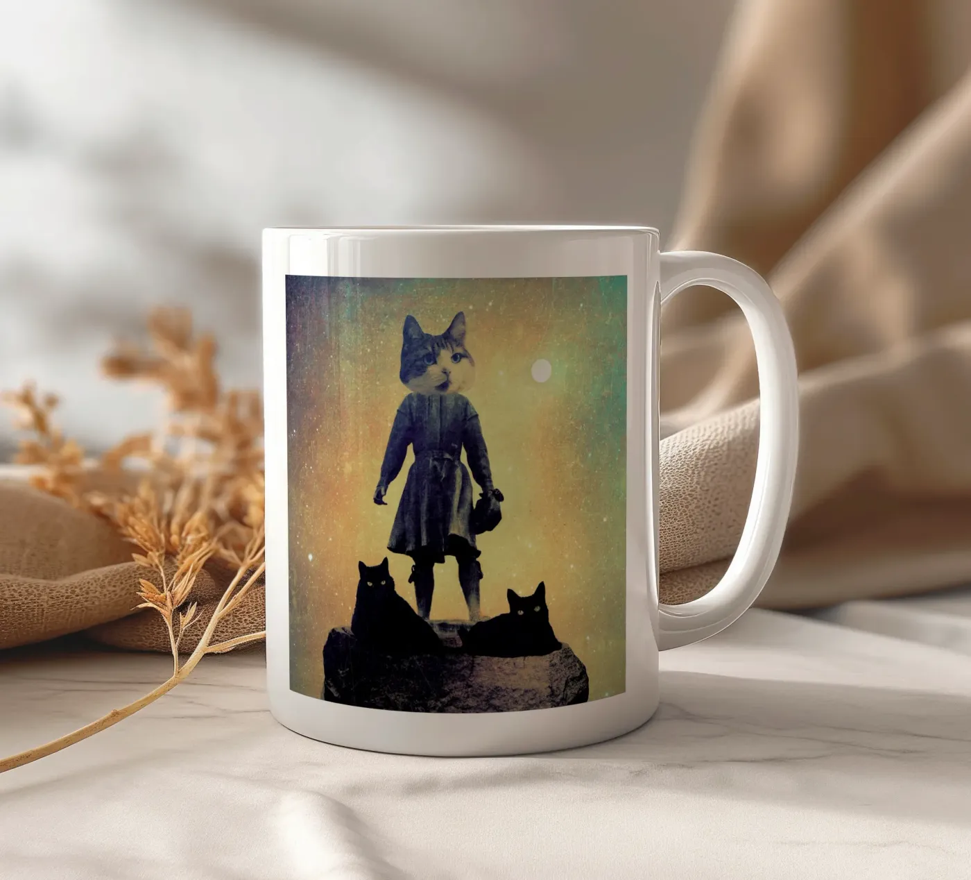 Cats ceramic mug by Elisabeth Fredriksson