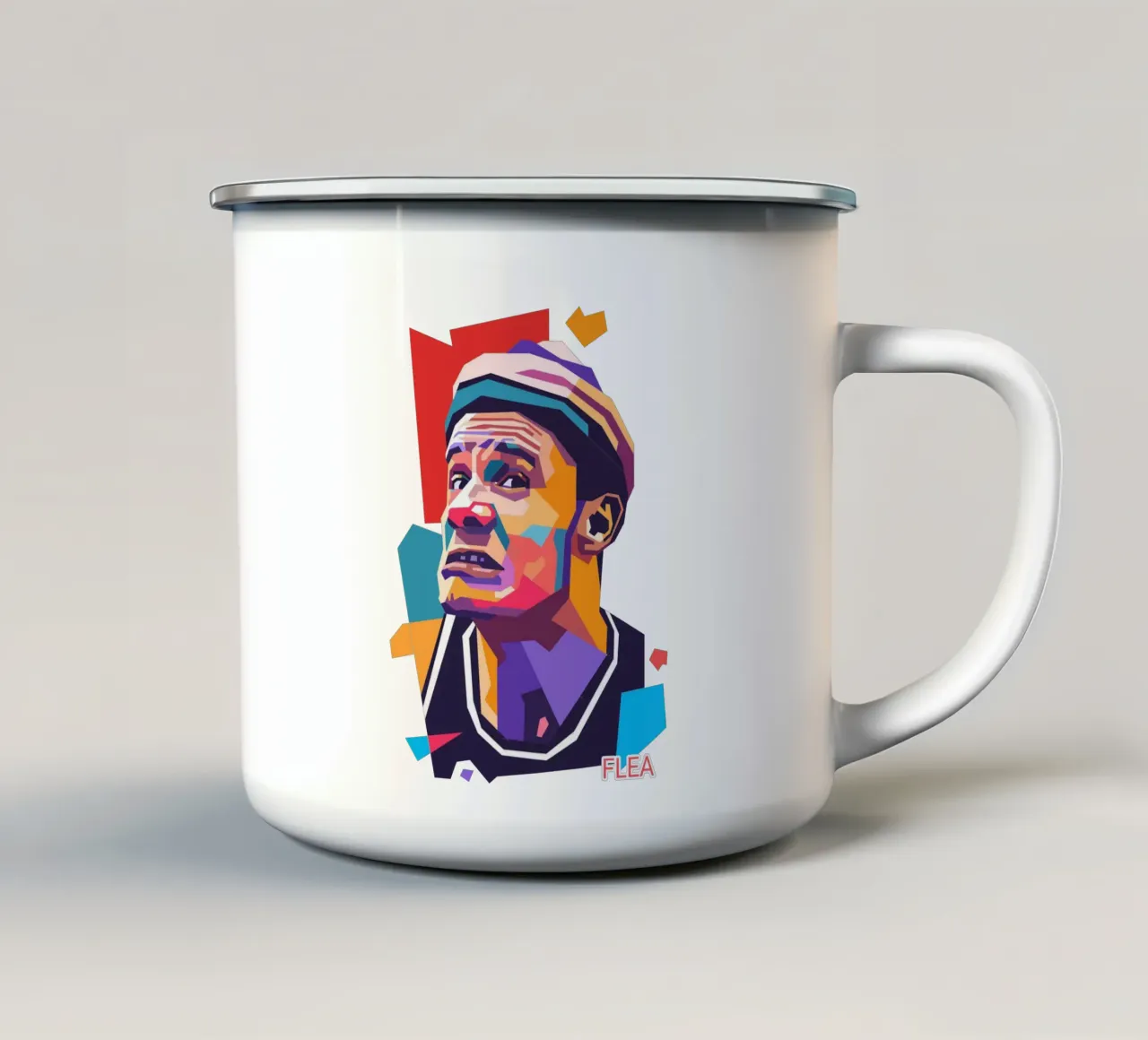 Flea RHCP pop art portrait enamel mug by Hantamrata