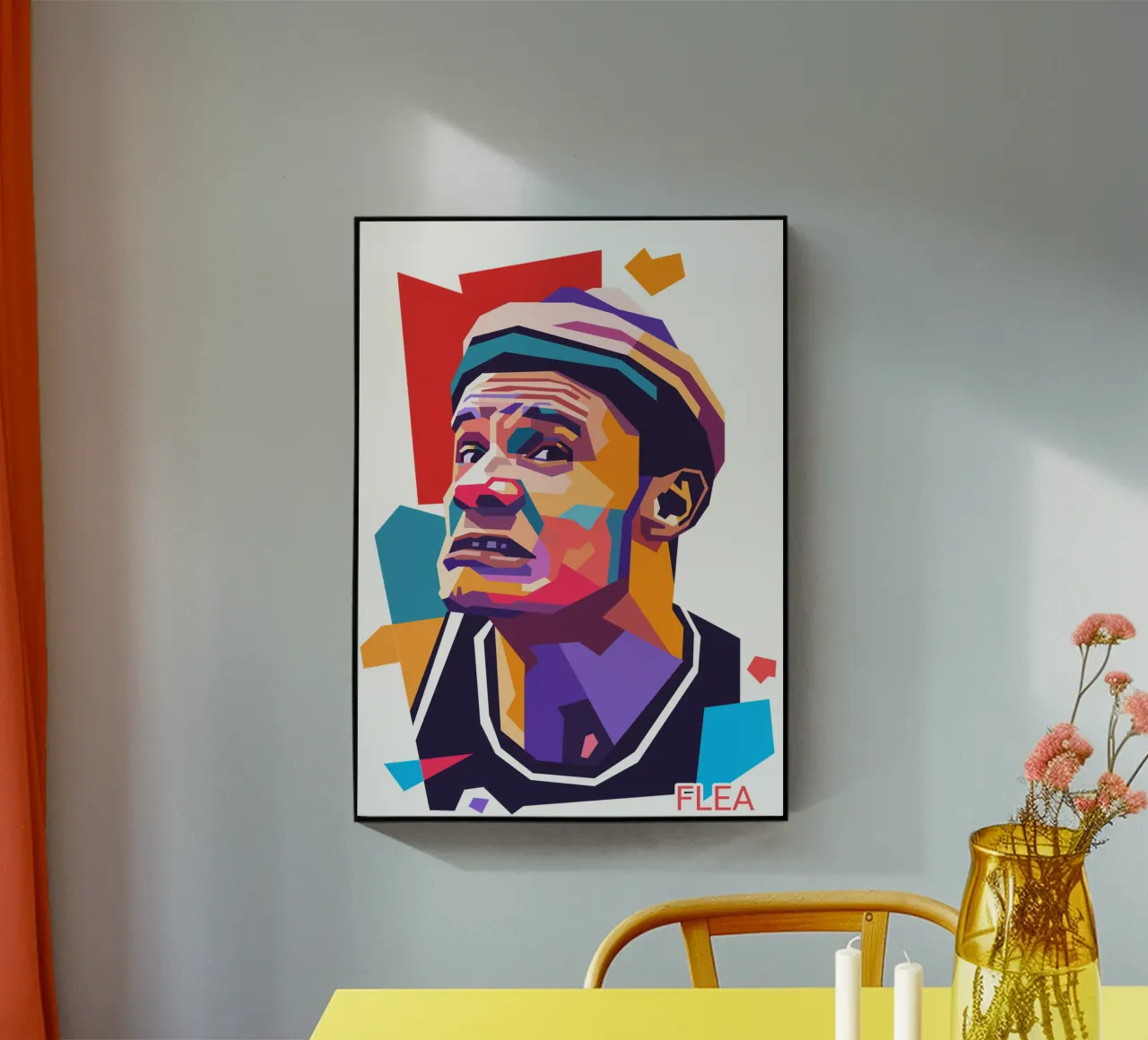 Ritratto pop art di Flea RHCP plexiglass da Hantamrata