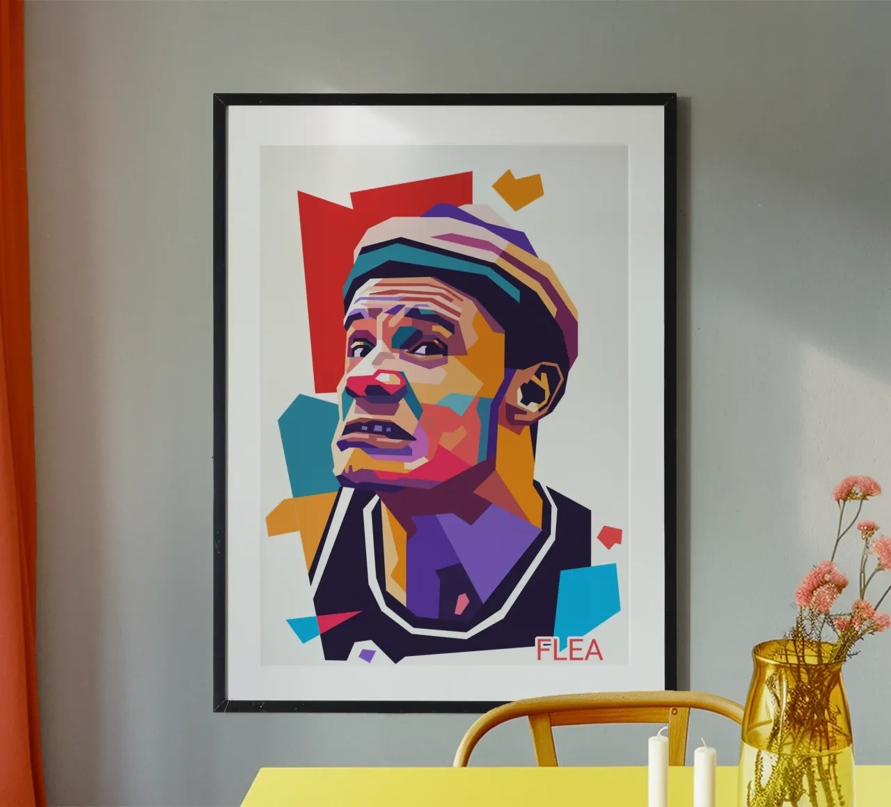 Ritratto pop art di Flea RHCP carta hahnemühle da Hantamrata
