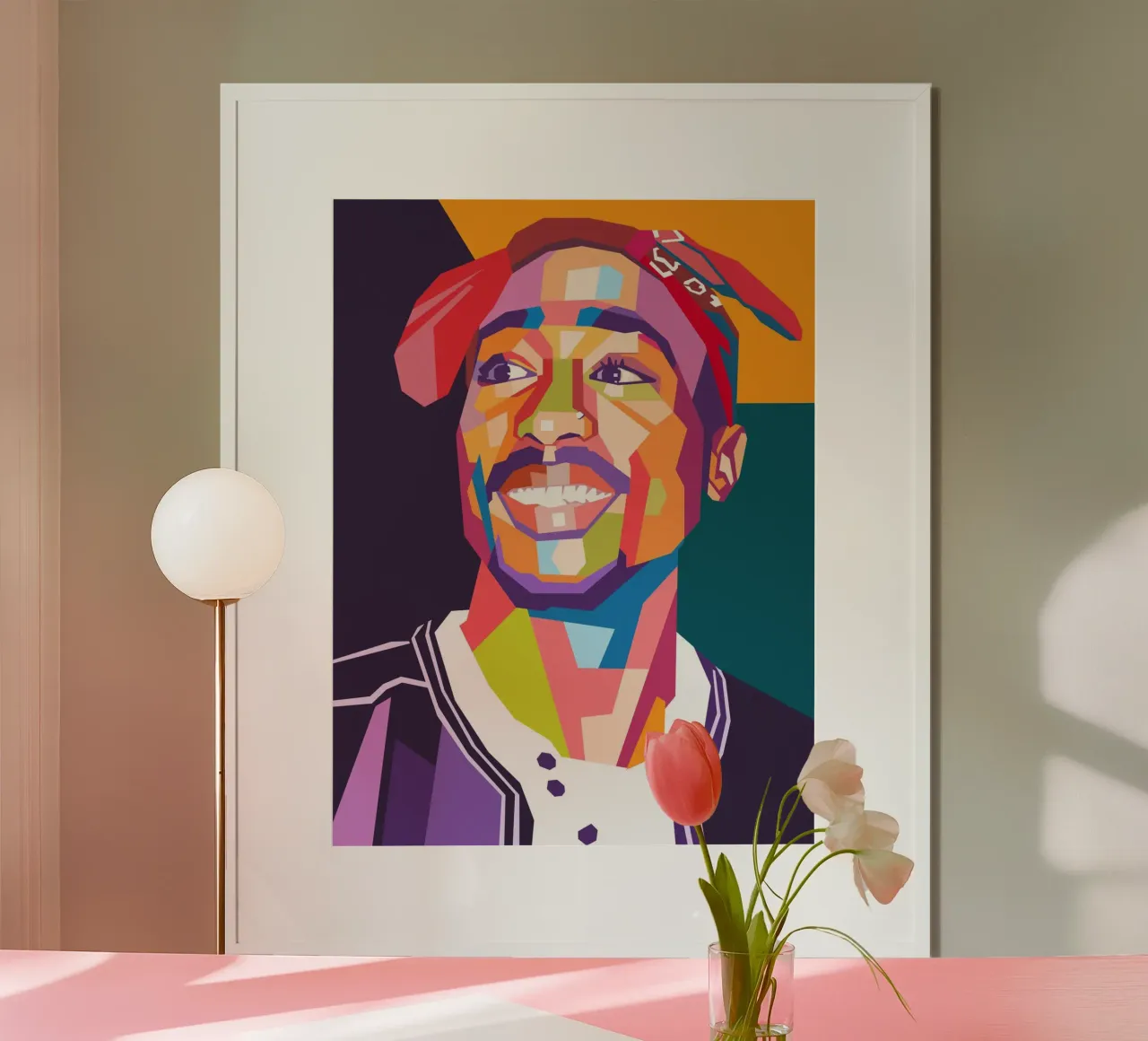 Tupac Shakur leggenda dell'hip hop poster con telaio in legno da Hantamrata