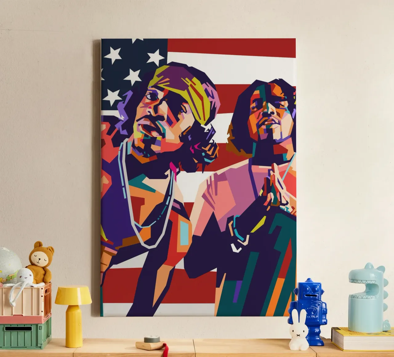 Outkast hip-hop pop art tela con Cornice a cassetta da Hantamrata