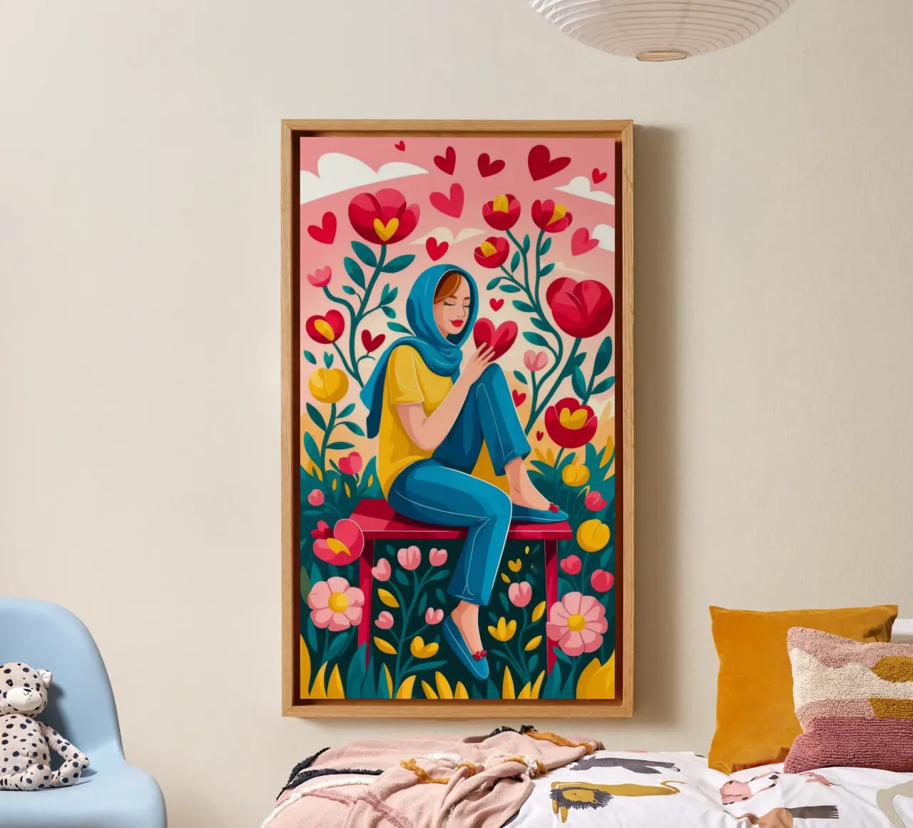 Levendige bloemen canvas met Baklijst van Atelier Tiga