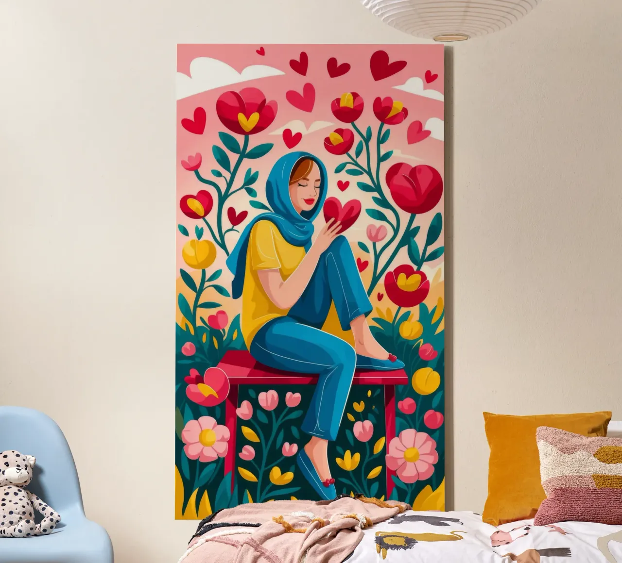 Levendige bloemen canvas met Baklijst van Atelier Tiga