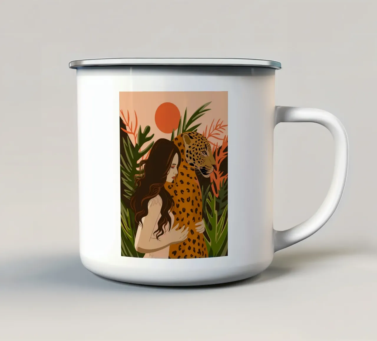 Abbraccio della giungla selvaggia tazza in smalto da Atelier Tiga