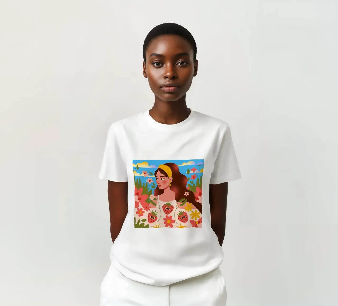 Serenità del campo di fragole t-shirt da Atelier Tiga