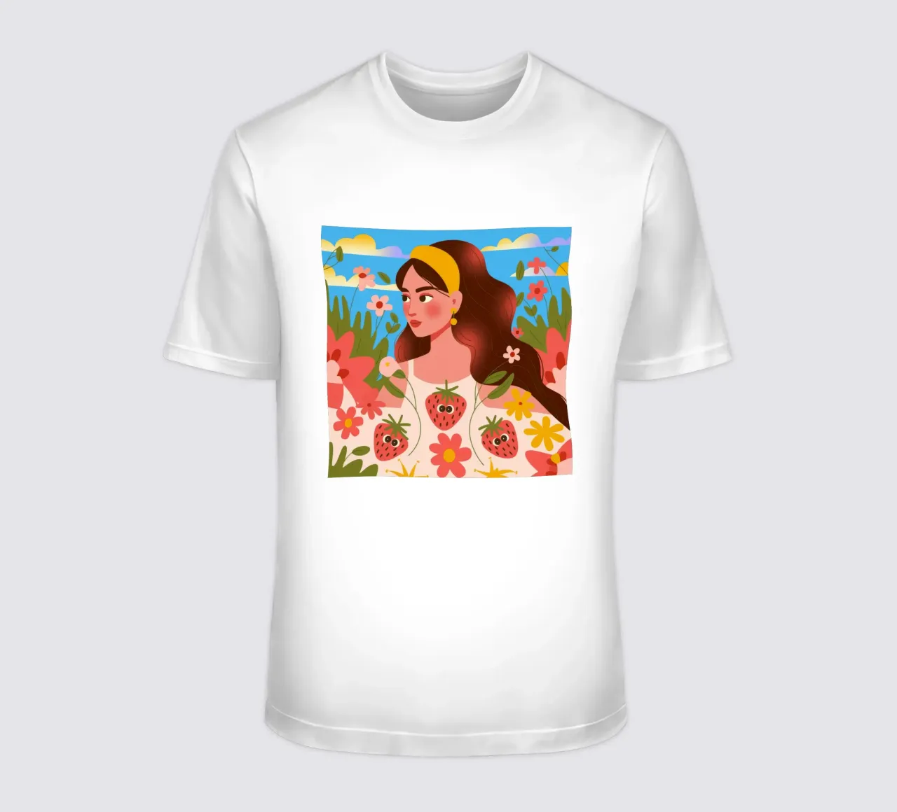 Serenità del campo di fragole t-shirt da Atelier Tiga