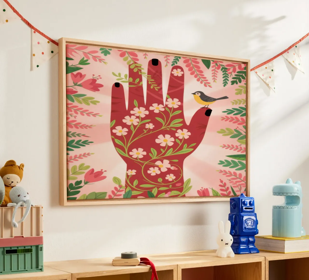 Bloemen Hand Harmonie canvas met Baklijst van Atelier Tiga